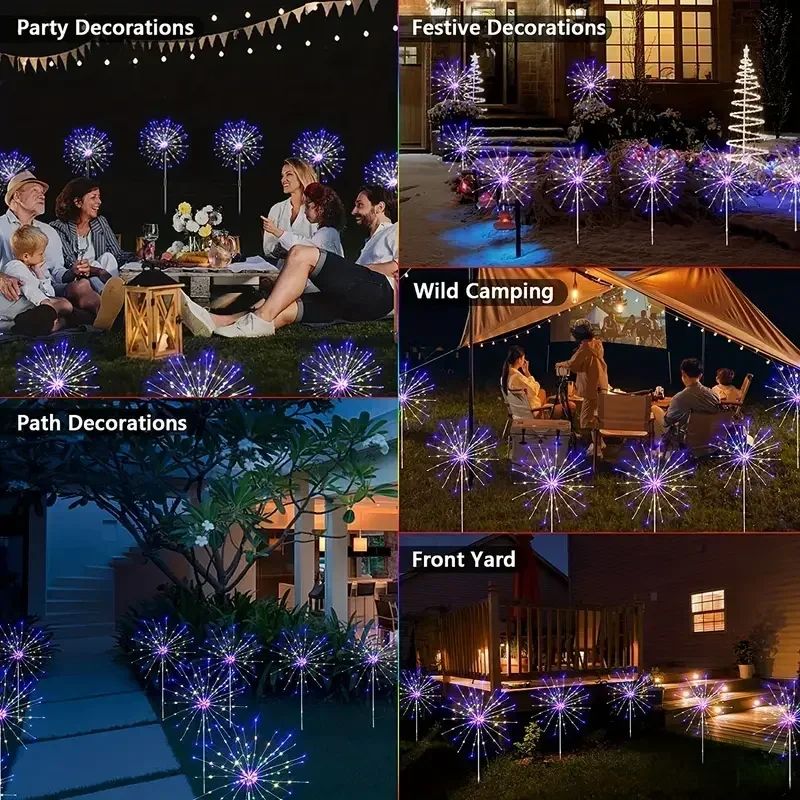 Holiday Lighting Firework Lights For Garden Patio Solar Fireworks Lights Outdoor Wedding Christmas