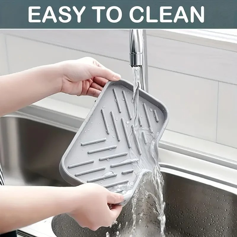 Premium Multifunctional Silicone Sink Tray & Faucet Mat Countertop Organizer