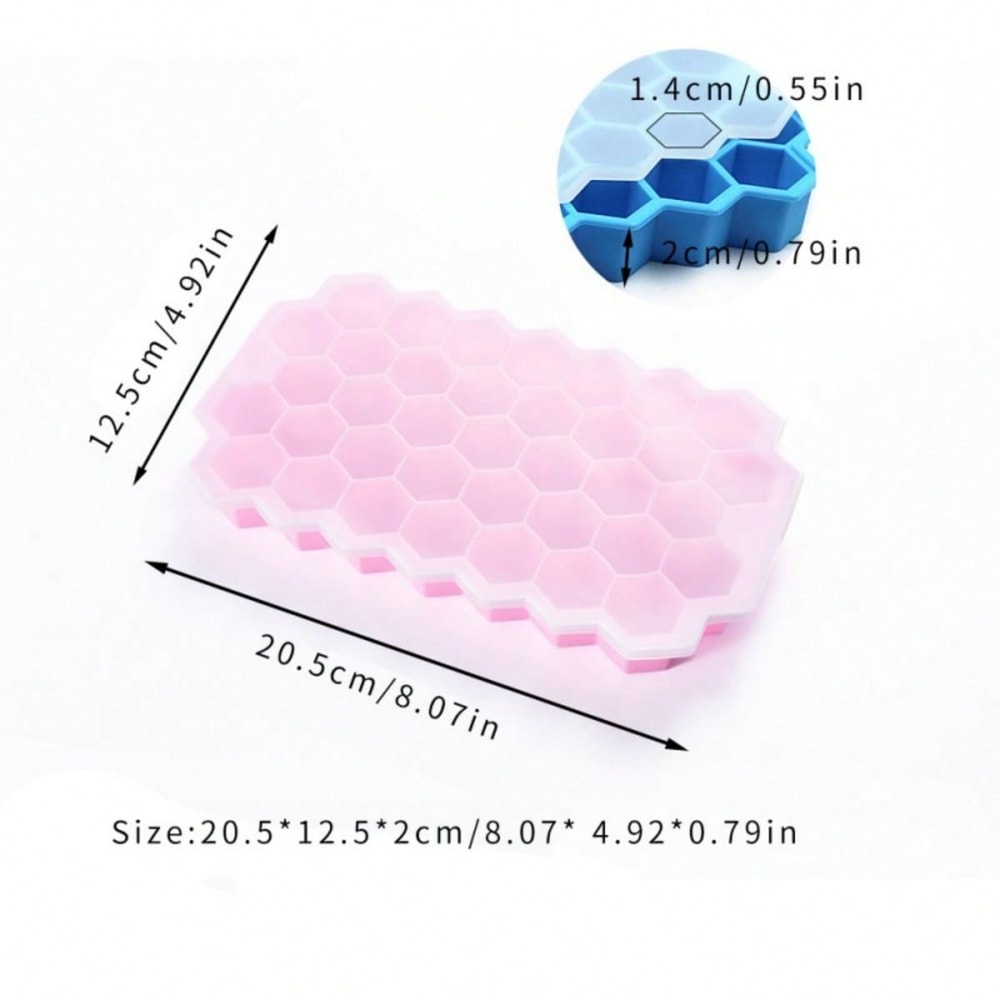Premium Honeycomb Silicone Ice Tray With Cover Easy Release Stackable Ice Cube Mold 1