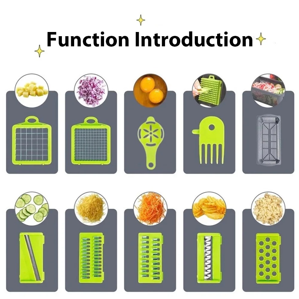 Multifunction Kitchen Vegetable Chopper Set One Food Prep Tool