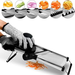 adjustable stainless steel mandoline slicer & vegetable cutter with precision julienne settings
