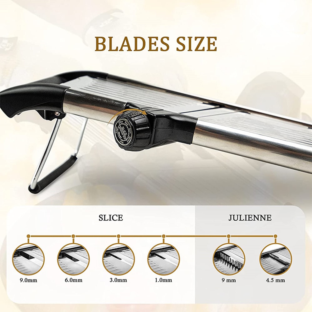 Adjustable Stainless Steel Mandoline Slicer & Vegetable Cutter with Precision Julienne Settings