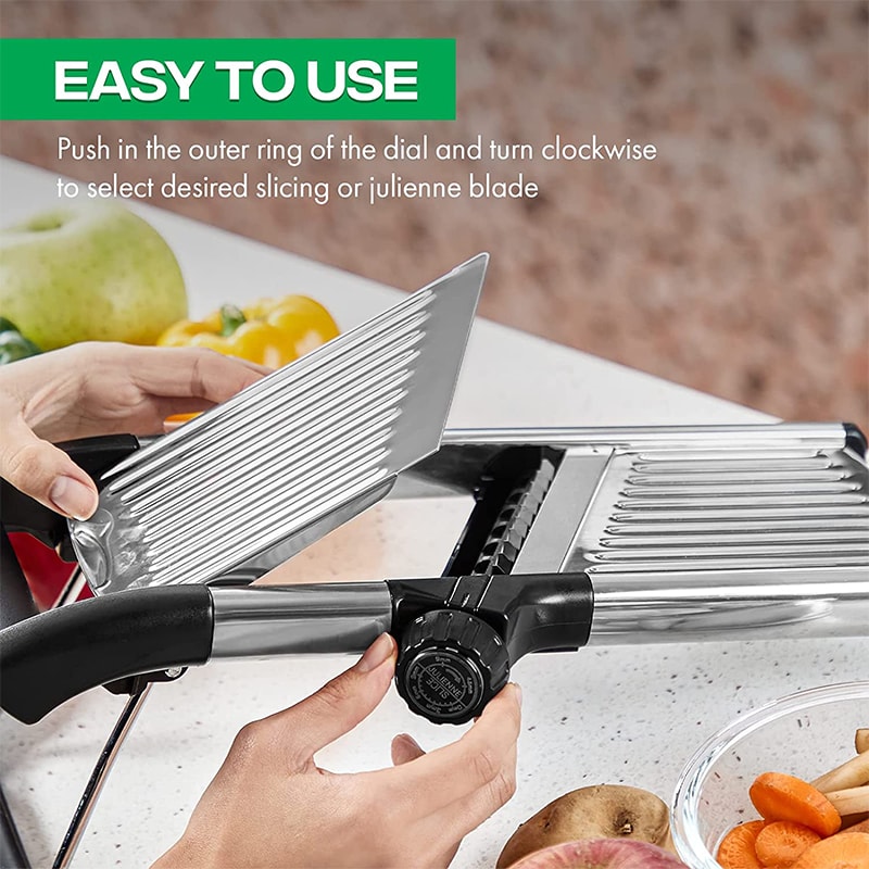 Adjustable Stainless Steel Mandoline Slicer & Vegetable Cutter with Precision Julienne Settings