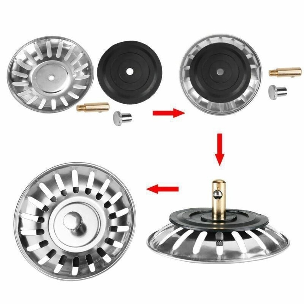 Premium Stainless Steel Sink Strainer Stopper Kitchen Drain Filter Waste Plu 3