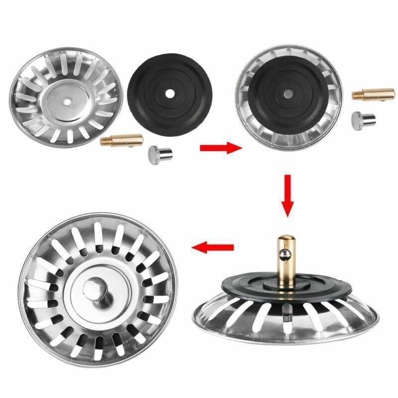 Premium Stainless Steel Sink Strainer Stopper Kitchen Drain Filter Waste Plu 3