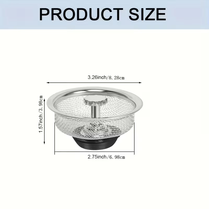 Premium Stainless Steel Kitchen Sink Strainer Dual Mesh Non Clog Drain Filter