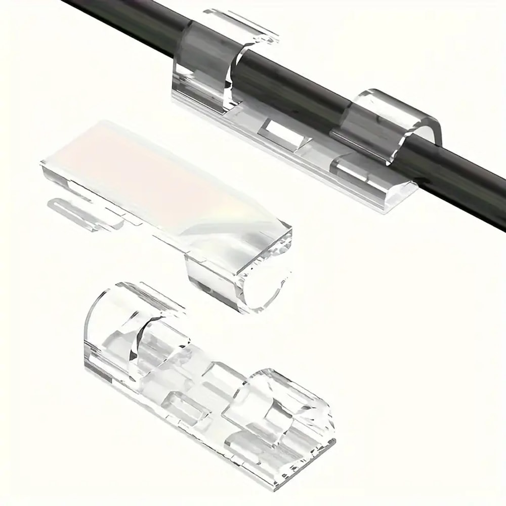 Clear Self Adhesive Cable Clips Transparent Cable Management Clips For Wall Desk 2