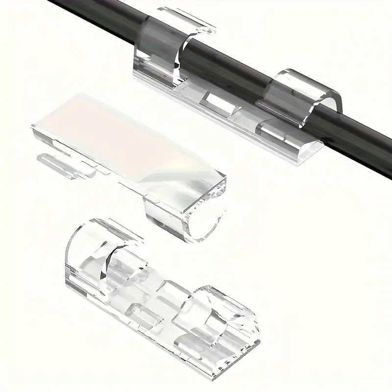 Clear Self Adhesive Cable Clips Transparent Cable Management Clips For Wall Desk 2