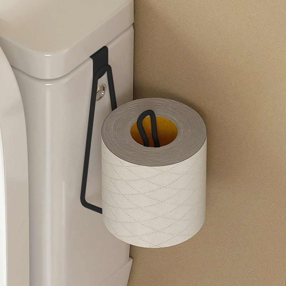 Space Saving No Drill Wall Mount Toilet Paper Holder Easy Install Bathroom Tissue Roll Hanger 0