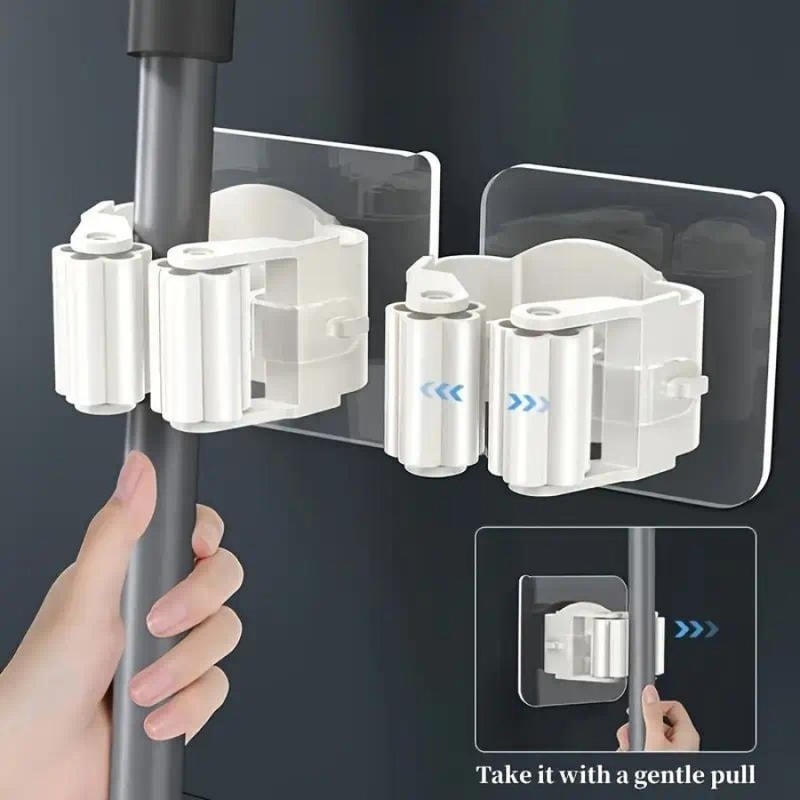 Self Adhesive Mop & Broom Organizer Wall Mounted Storage Hooks