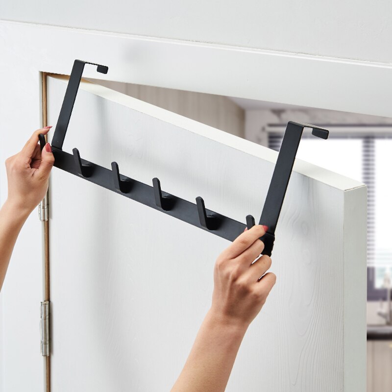 Space Saving Over Door Hook Rack With Hooks Heavy Duty Over Door Hook Rack Bathroom Organizer 1