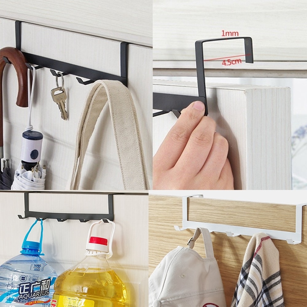 Space Saving Over Door Hook Rack With Hooks Heavy Duty Over Door Hook Rack Bathroom Organizer 2