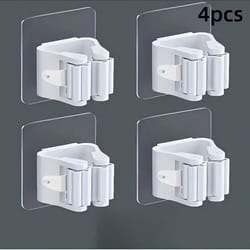 premium wall mounted no drill mop holder & self adhesive mop holder clip set strong anti slip organizers