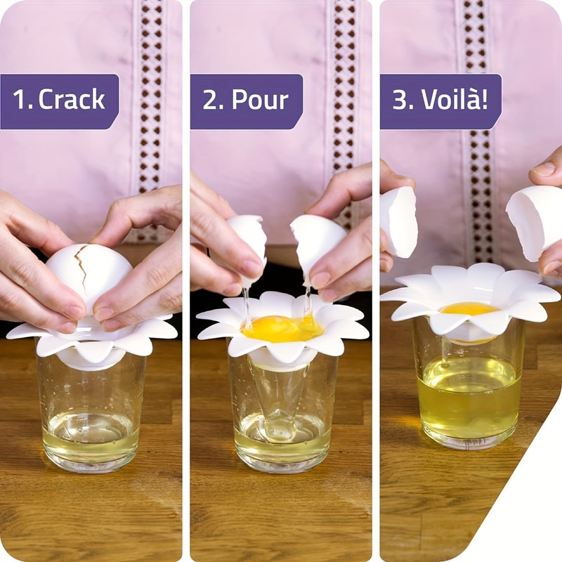 Flower Egg Separator Cup Easy Egg Separator for Baking & Cooking