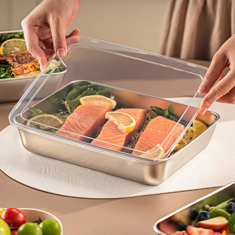 Stainless Steel Food Containers Set With Leakproof Lids Stackable Lunch Storage 3