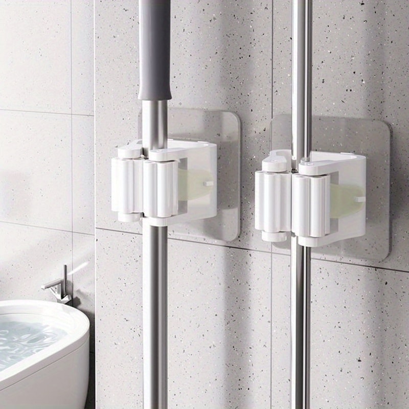 Space Saver Wall Mounted Mop Holder strong Suction Broom Organizer for Kitchen & Bathroom