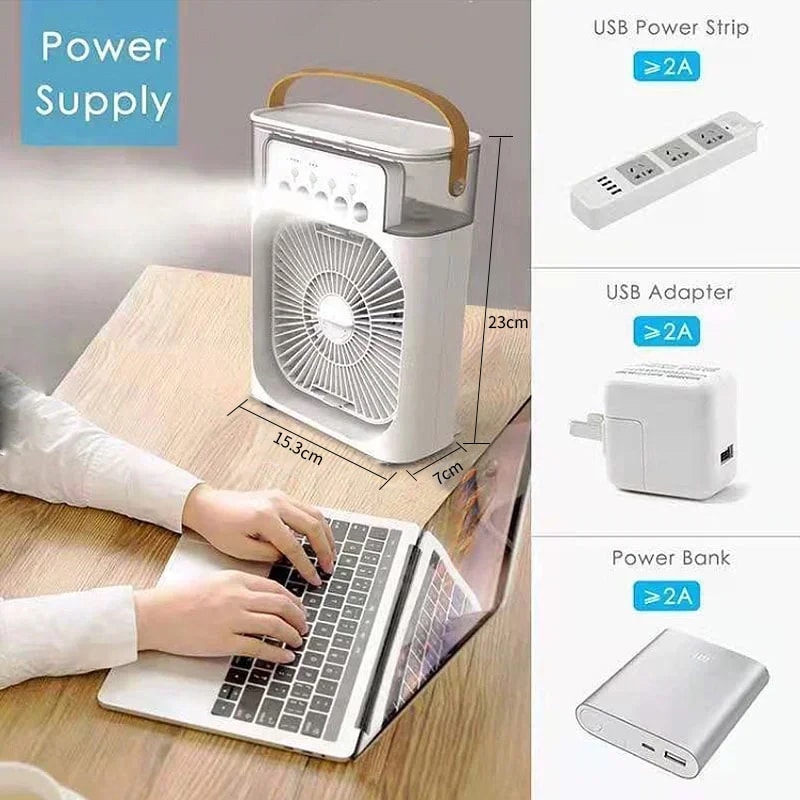 Arctic Glow Portable Air Cooler Humidifier & LED Night Light Fan