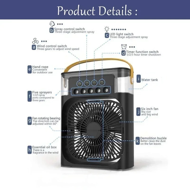 Arctic Glow Portable Air Cooler Humidifier & LED Night Light Fan