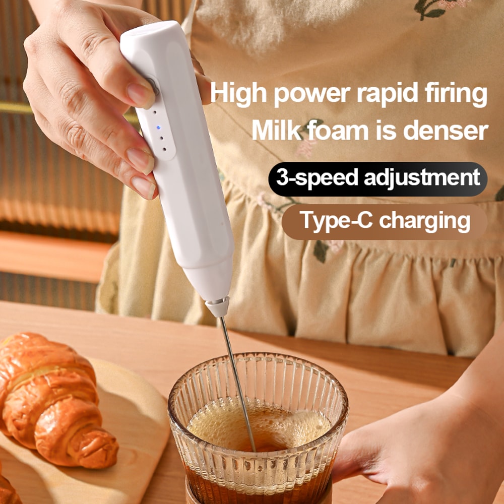 USB Rechargeable Mini Milk Frother Speed Coffee Frother and Electric Drink Mixer