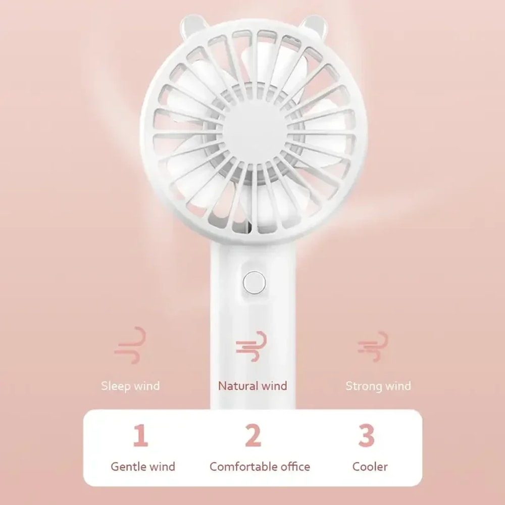 USB Rechargeable Handheld Fan Quiet Portable Cooling Fan For Makeup Travel And Desk Use 5