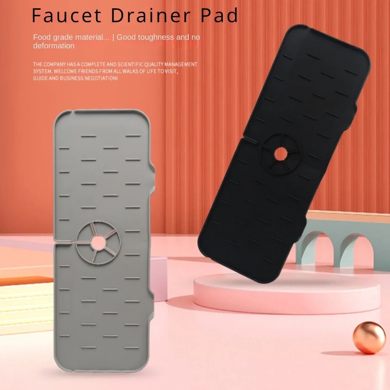 Premium Silicone Kitchen Sink Splash Guard & Draining Mat with Sponge Rack