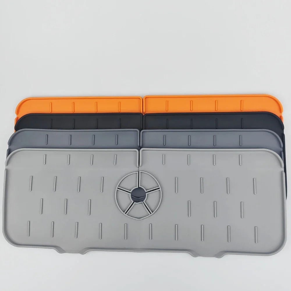 Premium Silicone Kitchen Sink Splash Guard & Draining Mat with Sponge Rack