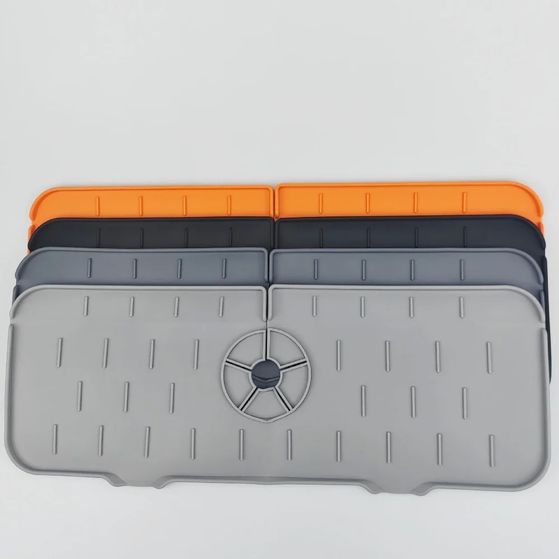 Premium Silicone Kitchen Sink Splash Guard & Draining Mat with Sponge Rack