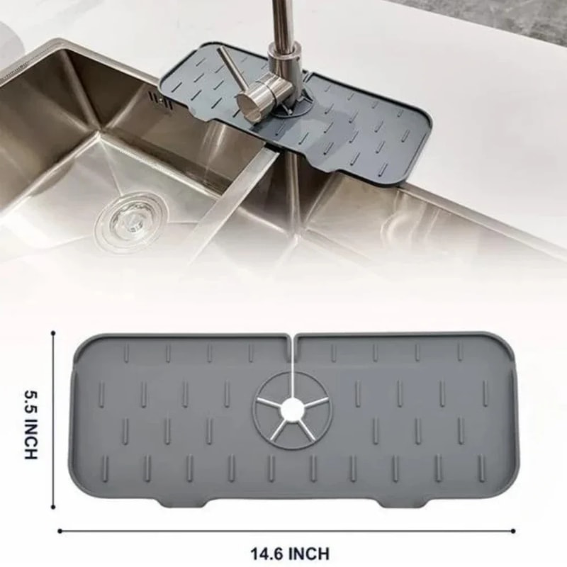 Premium Silicone Kitchen Sink Splash Guard & Draining Mat with Sponge Rack
