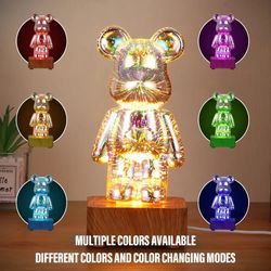 Color-Changing LED 3D Bear Firework Night Light: USB Projector Lamp