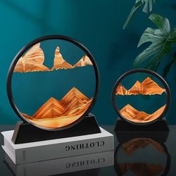 7-Inch Deep Sea Sandscape: Moving Sand Art in Round Glass Frame