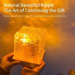 Crystal Water Ripple Projector Night Light: Dynamic Rotating Flame Decor