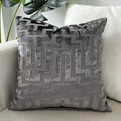 Modern Jacquard Velvet Geo Cushion Cover - Luxury Decor for Home