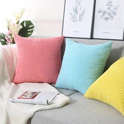 Soft Corduroy Home Decor Cushion Cover - Solid Color Throw Pillow Case