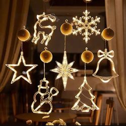 Christmas LED Light Snowflake Santa Hanging Sucker Lamp Window Ornaments Decoration for Home Xmas Navidad 2023 New Year