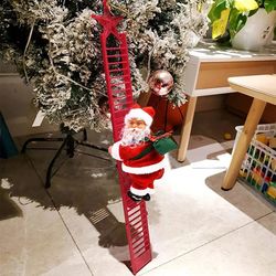 Electric Climbing Ladder Santa Claus NewYear Gift Christmas Ornament Home Decoration Christmas Tree Hanging Decor Music