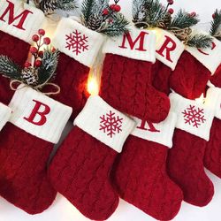 Christmas Alphabet Knitting Socks Tree Ornaments Decor Home 2023 Navidad Noel 2024 Xmas Gift