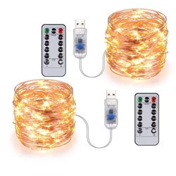 2/5/10/20M LED Silver Wire String Lights USB Remote Control Outdoor Waterproof for Holiday Christmas Wedding Party Decor