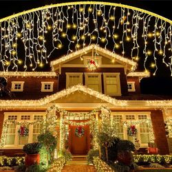 5M Christmas Garland LED Curtain Icicle String Lights 0.4-0.6m AC 220V Outdoor Holiday Decor