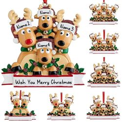 Personalised Reindeer Family Christmas Tree Bauble Xmas Pendant Ornament Elk Deer Decoration Gift