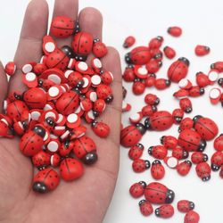 50 Red Wooden Ladybirds Crafts Wedding Decor Scrapbooking DIY Handmade Accessories