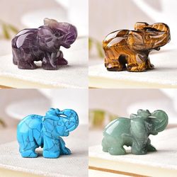 1PC Natural Crystal Elephant Amethyst Obsidian Stone Crafts Home Decor Christmas Gift