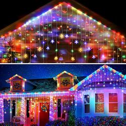 Outdoor Christmas Lights: 20m 864 LED Street Garlands, Waterproof Curtain Fairy String Light