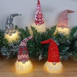 LED Christmas Gnome Plush Santa Claus Doll Decoration Faceless Gonk Dwarf Ornament Xmas Navidad Noel Gifts
