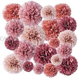 5pcs Wedding Decorative Paper Pom Poms Flower Balls - Party & Home Decor for Birthday, Christmas - DIY Decoration 25cm D