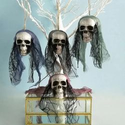 Halloween Skull Hanging Ornaments: Foam Skull Bride, Bone Head Scene Layout Props - Festival Party Supplies & Home Decor