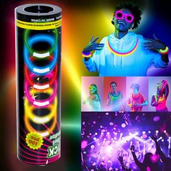 Glow Sticks Party Supplies: 100pcs Glow in the Dark Light Up Stick Bracelets with Connectors - Party Decorations
