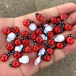 Red Acrylic Ladybug Stickers: Self-Adhesive Decor for Home, Wedding, Party, DIY Crafts, Halloween Gifts, Potted Plants