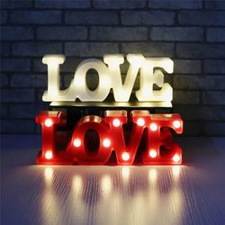3D Love Heart LED Letter Lamps: Decorative Sign Night Light - Marquee Wedding Party Decor Gift, Romantic 3D LED Night La