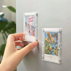3-Inch Polaroid Photo Frame Magnet: Mini Acrylic Magnetic Picture Frame - Transparent Card Display Stand