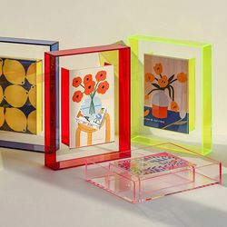 5 Inch Transparent Acrylic Photo Frame Box: Picture Display Stand for Office Home Desktop Decoration